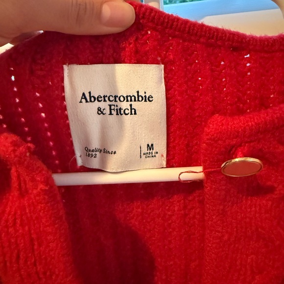 Abercrombie & Fitch Red Cable Knit Cardigan - Picture 2 of 2